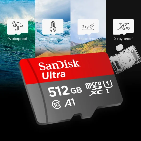 ⁦بطاقة ذاكرة سانديسك Micro SD أصلية، سعات تصل إلى 1 تيرابايت، سرعة نقل تصل إلى 150 ميجابت/ث، فئة C10، مثالية للهواتف والتخزين السريع.⁩ - الصورة ⁦6⁩