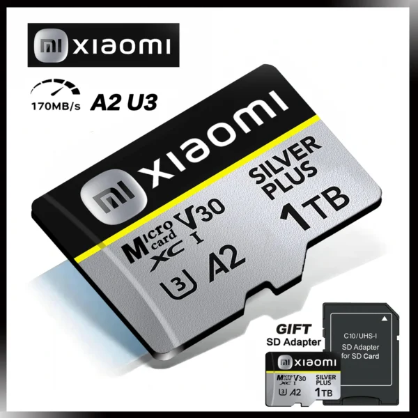 بطاقة ذاكرة Xiaomi Micro SD عالية السرعة، بسعات 128GB إلى 1TB، فئة C10، مثالية للتخزين السريع والآمن.