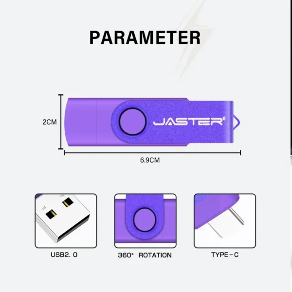 ⁦محرك فلاش USB Type-C، بسعة تصل إلى 128 جيجابايت، تصميم عملي وأنيق، مثالي للأعمال والتخزين الشخصي.⁩ - الصورة ⁦2⁩