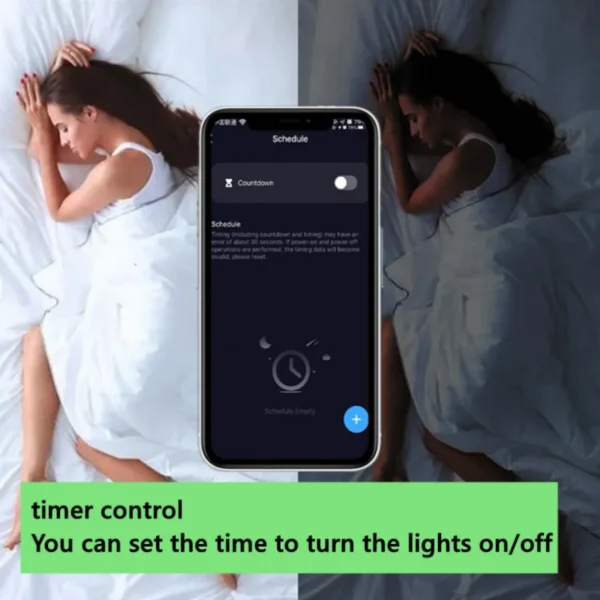 ⁦لمبة ذكية PwwQmm LED E27، 15 واط، تحكم عبر تطبيق Tuya بلوتوث 4.0، RGB + CW + WW، عكس الإضاءة، متوافقة مع iOS وأندرويد.⁩ - الصورة ⁦4⁩